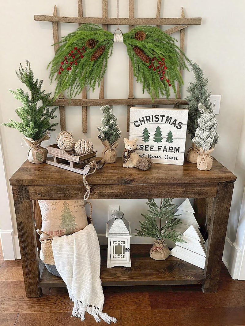 Arborus Artificial Christmas Swags with Norfolk Pine, Red Berries and Pinecones, 24" Christmas Thanksgiving Decorations for Front Door, Mantel, Staircase, Window, Xmas Décor - Image 5